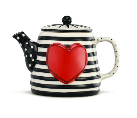 Striped Teapot with Heart