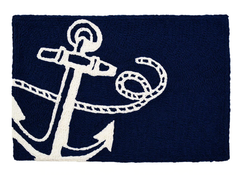 Navy Anchor Jellybean Rug