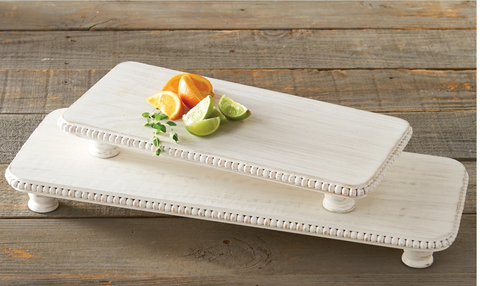 Beaded Footed Serving Board Set