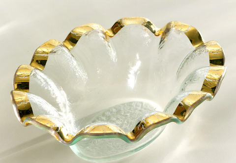 Ruffle Gold Glass Dip Bowl