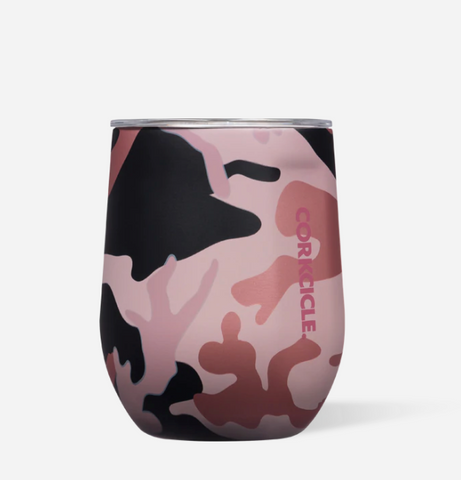 Rose Camo Stemless Wine