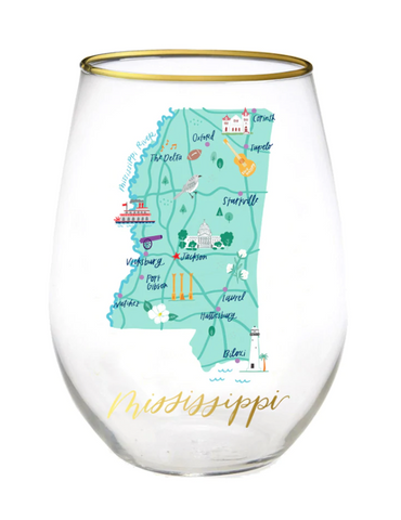 Mississippi Glass Stemless Wine