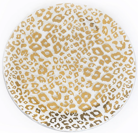 24k Gold Cheetah Patterned Glass Plate