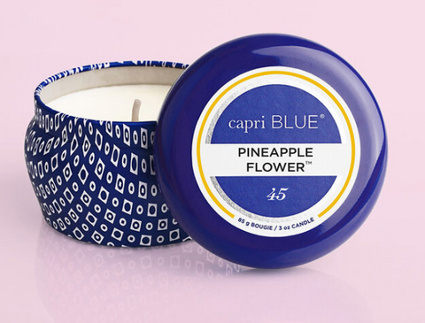 Pineapple Flower Blue Mini Tin, 3 oz