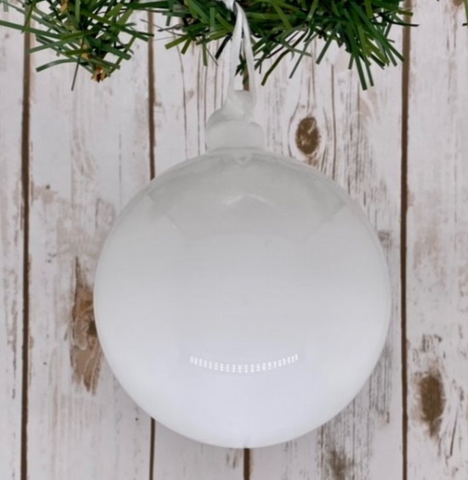 Small White Glass Ornament