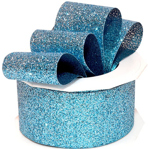 Blue Glitter Lame Wired Edge