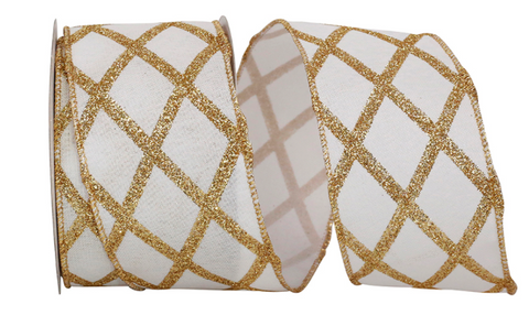 Lattice Diamond Glitter Linen Wired Edge