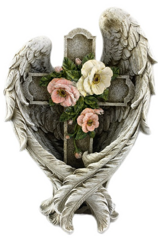 Standing Cross in Wing w/ Flowers