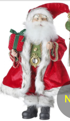 Standing Santa w/ tassel hat & gift, Bridal Mann