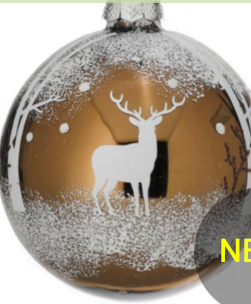 Glass Snow Deer in Woods Ball Ornament