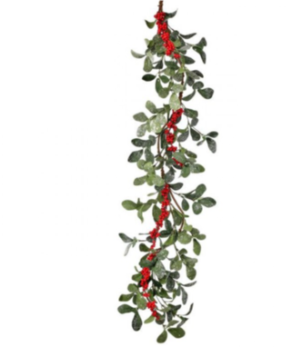 Frosted Red Poke Berry Leaf Garland