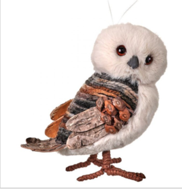Yarn/ Féaux Fur Standing. Owl Ornament