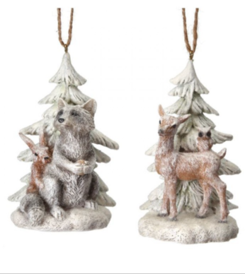 Resin Frosted Animal Tree Ornament