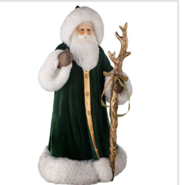 Flocked Green Santa