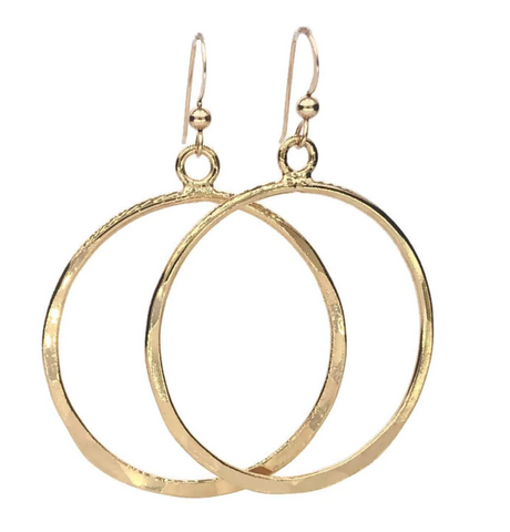 Medium Hammered Hoops- Gold