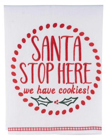 Santa Stop Here Tea Towel