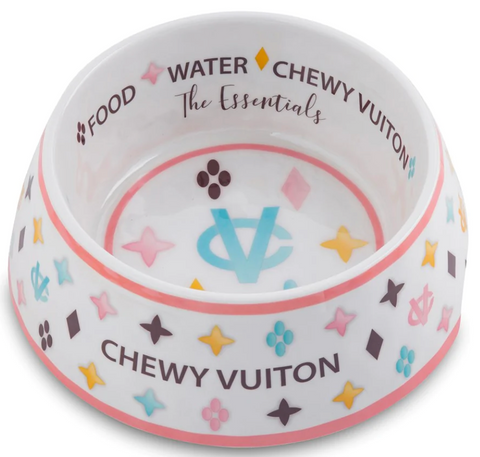 White Chewy Vuiton Bowl/ Small