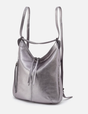 Merrin Convertible Backpack in Metallic Leather