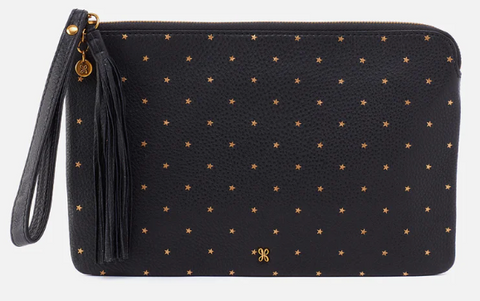 Wayfare Wristlet- Pebbled Leather Black