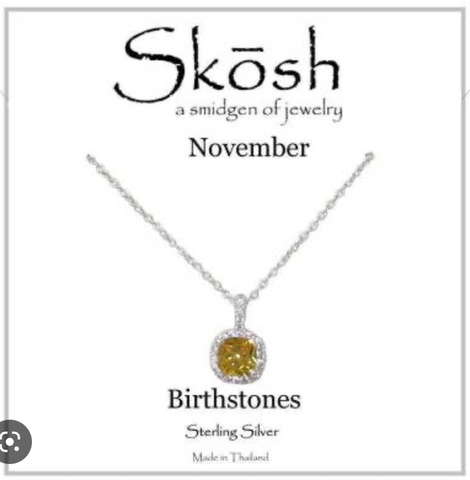 November Birthstone Skosh Necklace/Silver