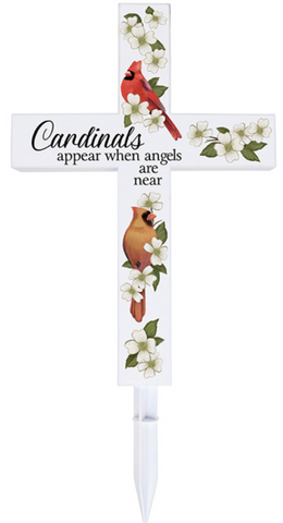 "Cardinals Appear" Solar Cross Stake