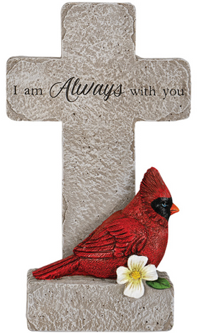 "With You" Cardinal Memorial Pedestal Cross