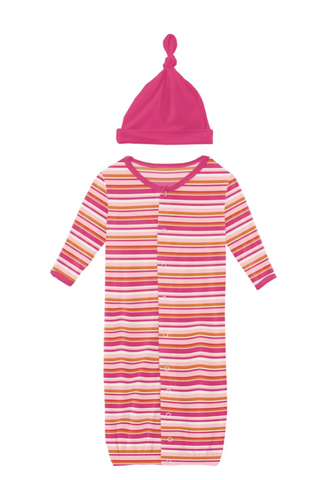 Print Layette Gown Converter & Single Knot Hat Set