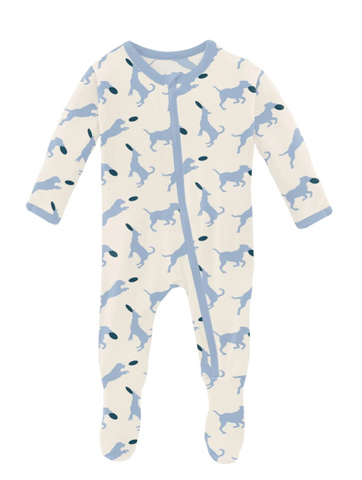 Print Classic Ruffle Footie with Zipper