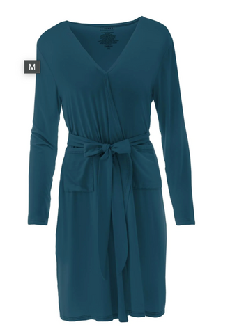 Women's Mid Length Lounge Robe in Peacock