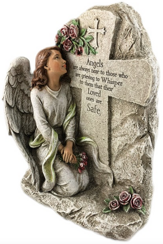 Kneeling Angel w/ Cross Stone, Verse