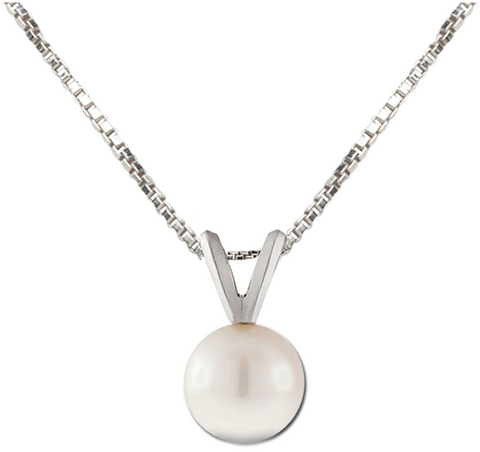 Sterling Silver Girl's Freshwater Pearl Necklace-White