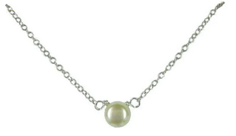 White Pearl Necklace/ Silver