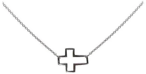 Open Cross Necklace- Silver