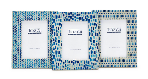 Etchings, Blue and White Photo Frame 5" x 7" Assorted 3 Patterns