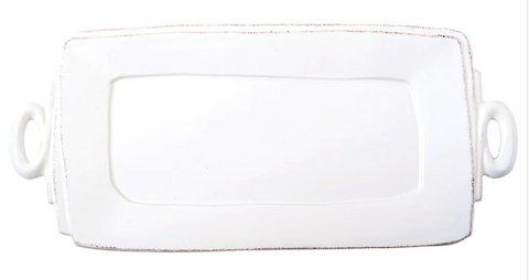 Lastra Handled Rectangular Platter - White