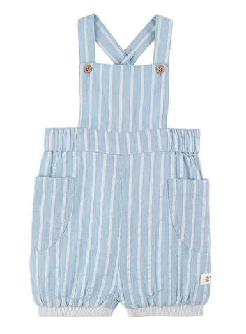 Striped Overall Shorts Pale Blue