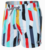 Cutwork Stripe- Airy Blue Swim Trunks